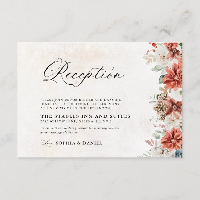 Winter Wedding Reception Card Tilläggskort (Framsida)