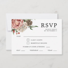 Winter Wedding ro och Gräs Blommigt OSA Kort