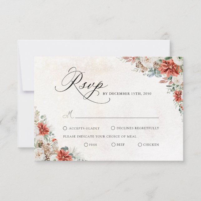 Winter Wedding RSVP Card OSA Kort (Framsida)