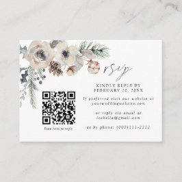 Winter Wedding Rustic White QR Code Bröllop OSA Tilläggskort