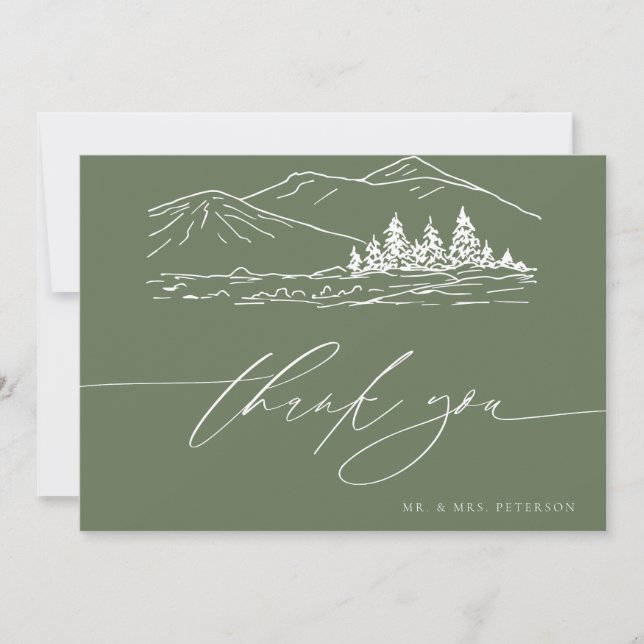 Winter Wedding | Rustiska bergsområden i Gräs Träd Tack Kort (Framsida)