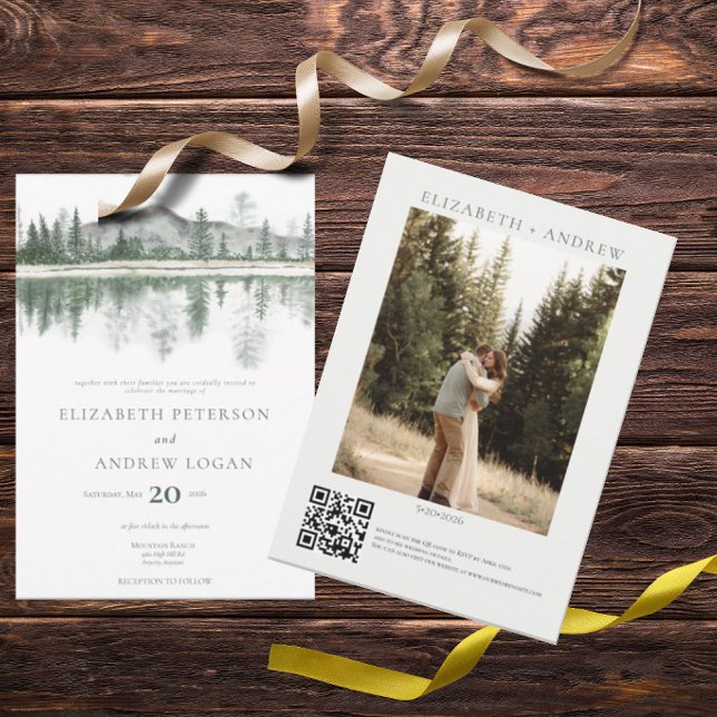 Winter Wedding | Rustiska bergsområden | QR-kod Inbjudningar (Skapare uppladdad)