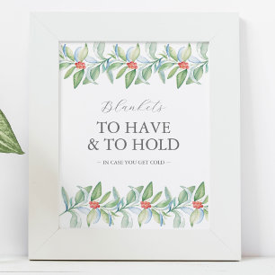 Winter Wedding Sign Grönt and White Botanicals Poster