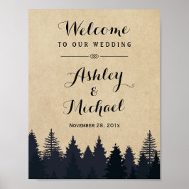 Winter Wedding Sign Rustic Gräs Träd Kraft Poster