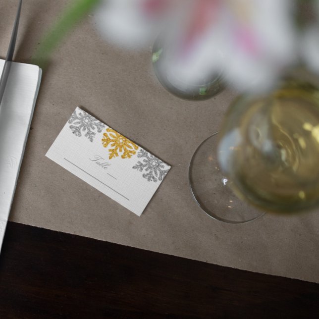 Winter Wedding silver Guld Placeringskort (Skapare uppladdad)