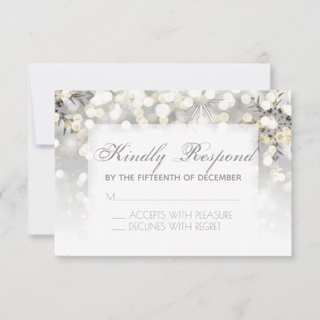 Winter Wedding Silver och Guld Gnistra OSA Kort (Framsida)