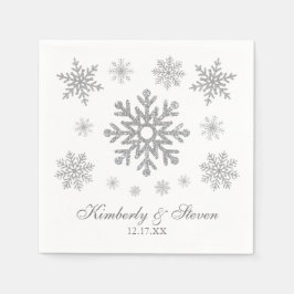 Winter Wedding Silver Snowflake Napkins Pappersservett