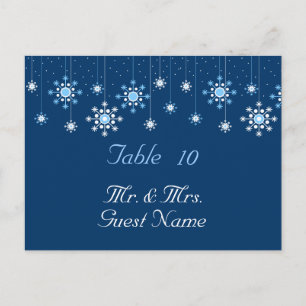 Winter Wedding Snöflingor Bord Card Vykort