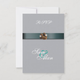 Winter Wedding Snöflingor Pinecones OSA Kort