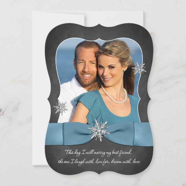 Winter Wedding | Snowflake Blue, Silver Inbjudningar (Framsida)