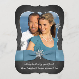 Winter Wedding Snowflake Blue, Silver Inbjudningar