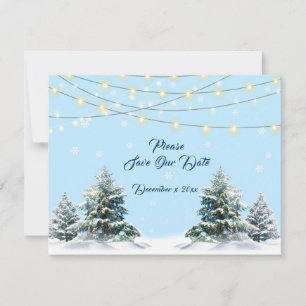 Winter Wedding String Ljus Snö CoveredTrees Spara Datumet