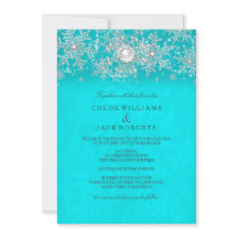 Winter Wedding Teal Crystal Pearl Snowflake Silver