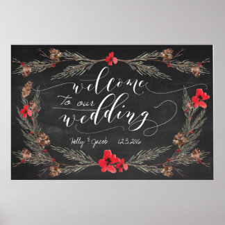 Winter Wedding Välkomstschalkboard-skylt Poster