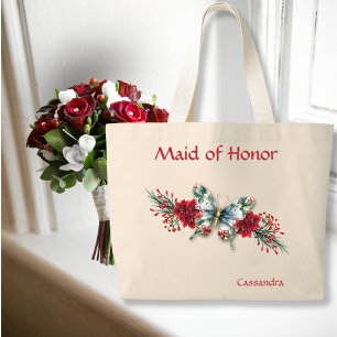 Winter Wedding Vintage Butterfly Poinsettia Jumbo Tygkasse