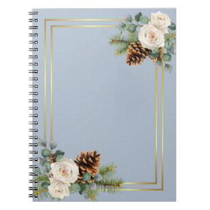 Winter Wedding Vit ros Guld Dusty Blue Anteckningsbok