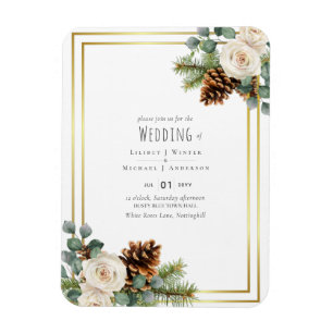 Winter Wedding Vit ros Guld Dusty Blue Magnet