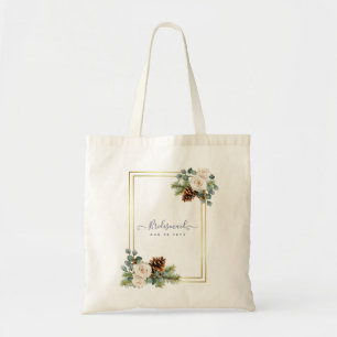 Winter Wedding Vit ros Guld Dusty Blue Tygkasse