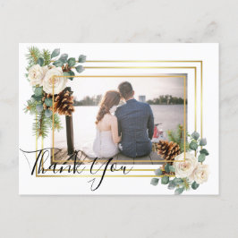 Winter Wedding Vit ros Guld Dusty Blue Vykort