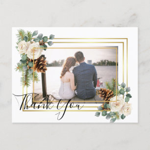 Winter Wedding Vit ros Guld Dusty Blue Vykort