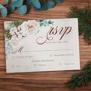 Winter Wedding Vit ros OSA med måltider Kort