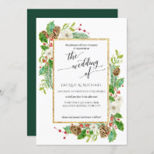 Winter Wedding Watercolor Ro Gräs Cone Löv