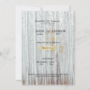 Winter Wedding (Winter Wedding) i White Birch Träd Inbjudningar