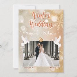 Winter Wedlings par Photo Guld Bröllop Inbjudningar