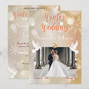 Winter Wedlings par Photo Guld Bröllop Inbjudningar
