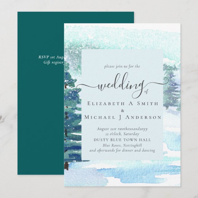 Winter Wedtain Mountain Gräs Träd Snö (Fram/baksida)