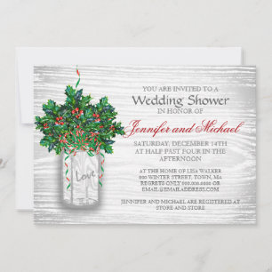 Winter Wedwer Mason Burk Holly Berry Inbjudningar