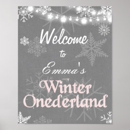 Winter Welcome Sign Onederland-Rosa Girl Poster