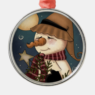 Winter Welcome Snögubbe Folk Art Ornament
