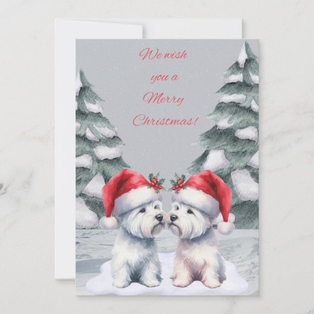 Winter Westie jul Önskemål Card Julkort (Framsida)