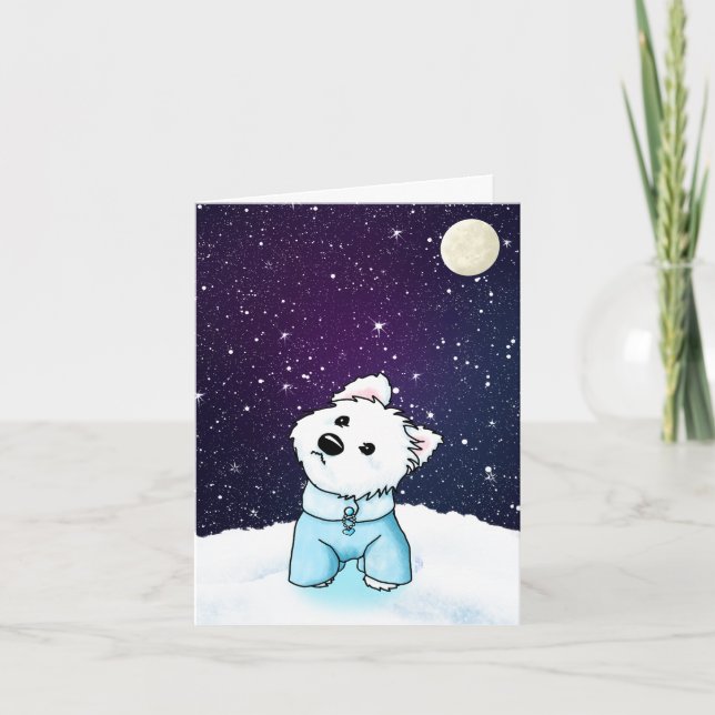 Winter Westie Night himmel Winter Westie Tack Kort (Framsida)
