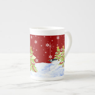 Winter Whimsey Penguin Polar Bear Spädbarn i Snö Benporslin Mugg
