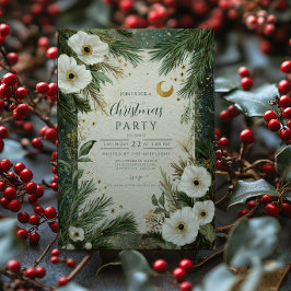 Winter White Anemone jul Party Inbjudningar