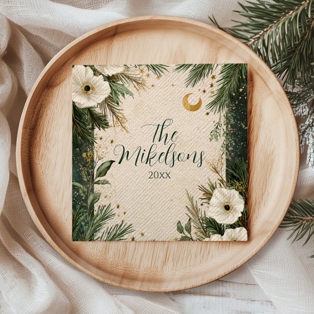 Winter White Anemone jul Party Pappersservett (Skapare uppladdad)