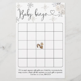 Winter White Blommigt Woodland Bingo Game