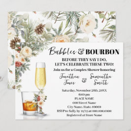 Winter White Flowers Bubbles & Bourbon Shower Inbjudningar