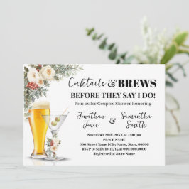 Winter White Flowers Cocktails & Brews Shower Inbjudningar