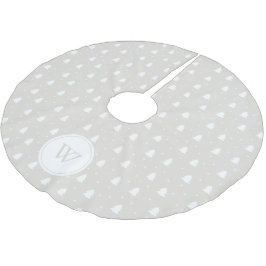 Winter White/Ivory Personlig Monogram Julgransmatta Borstad Polyester