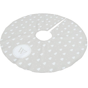 Winter White/Ivory Personlig Monogram Julgransmatta Borstad Polyester