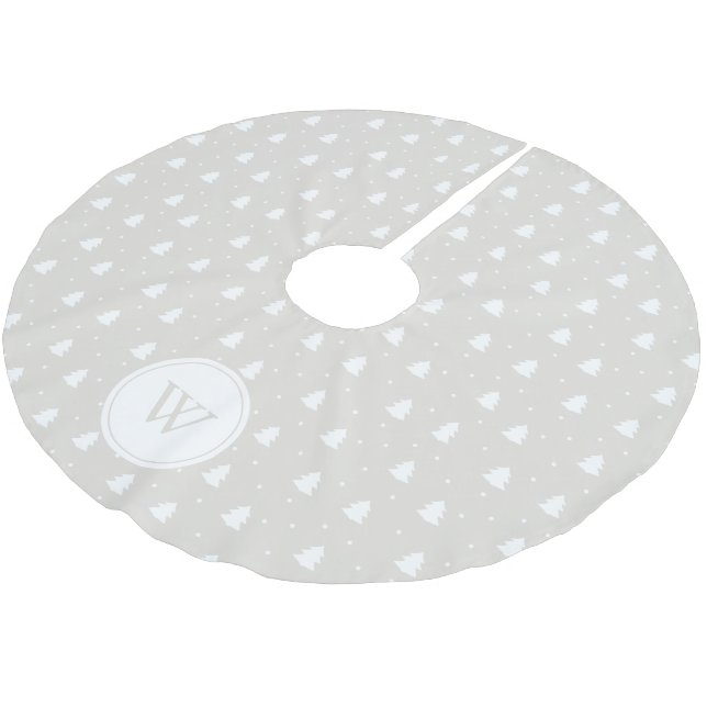 Winter White/Ivory Personlig Monogram Julgransmatta Borstad Polyester (Vinklad)