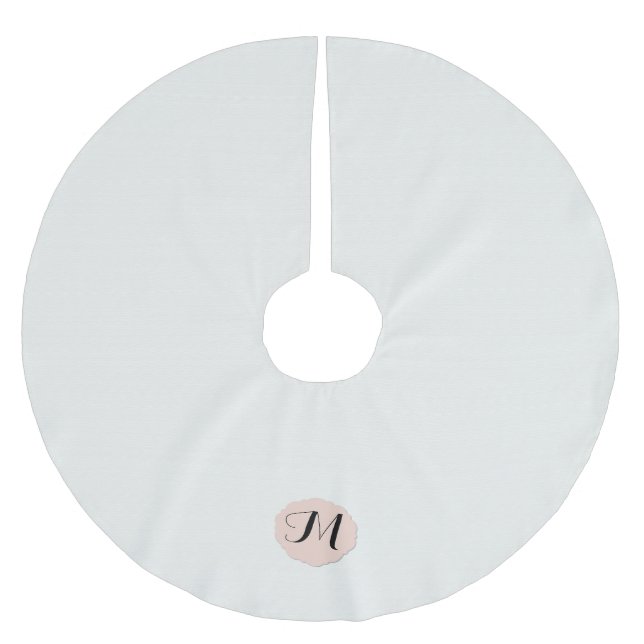 Winter White och Cameo Monogram Julgransmatta Borstad Polyester (Framsidan)