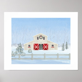 Winter White Snowy jul Barn Art Skriv ut Poster