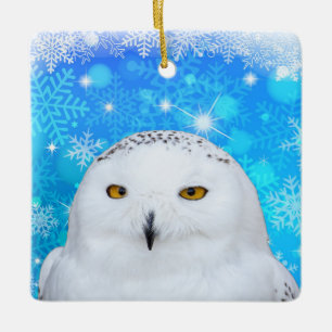 Winter White Snowy Uggla Julgransprydnad Keramik