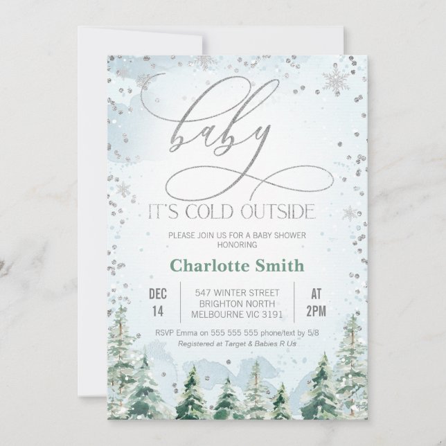 Winter Wilderness Pojke Baby Shower Inbjudningar (Framsida)