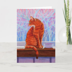 Winter Window Tabby katt Helgkort