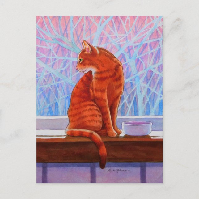 Winter Window Tabby katt Vykort (Framsida)